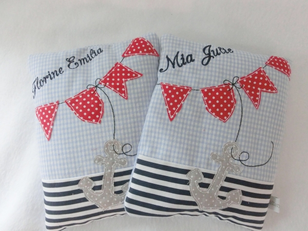 ♥ AHOI Anker Körnerkissen Wärmekissen Dinkel Wunschfarbe Wunschname