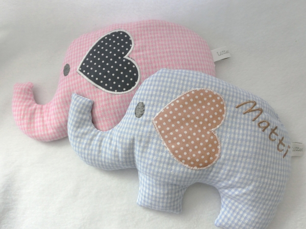 ♥ Elefant  Wunschname Körnerkissen Wärmekissen Dinkel Lavendel von Lüttentüddel