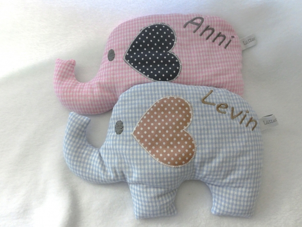 ♥ Elefant  Wunschname Körnerkissen Wärmekissen Dinkel Lavendel von Lüttentüddel