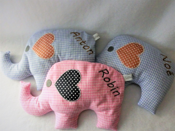 ♥ Baby Elefant  Wunschname Körnerkissen Wärmekissen Dinkel von Lüttentüddel