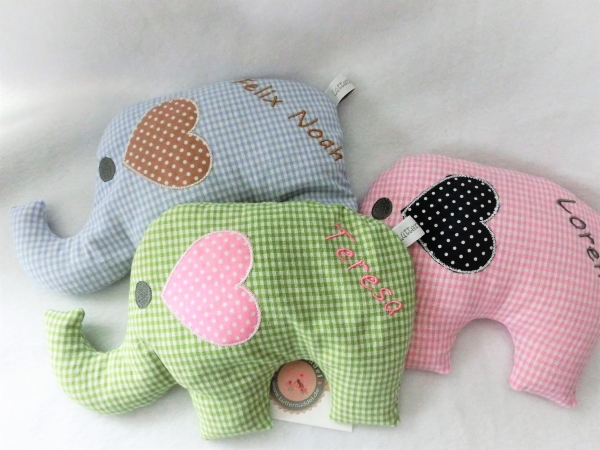 ♥ Elefant  Wunschname Körnerkissen Wärmekissen Dinkel Lavendel von Lüttentüddel