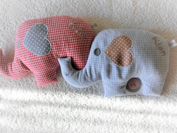 ♥ Elefant  Wunschname Körnerkissen Wärmekissen Dinkel Lavendel von Lüttentüddel