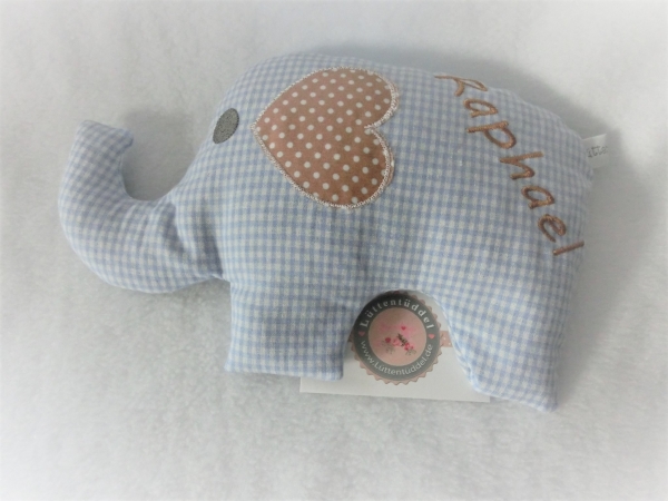 ♥ Elefant  Wunschname Körnerkissen Wärmekissen Dinkel Lavendel von Lüttentüddel