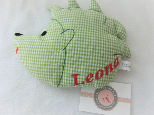 ♥ Igel Körnerkissen Wärmekissen Dinkel Wunschname Geschenk Einschulung Geburt Taufe von Lüttentüddel