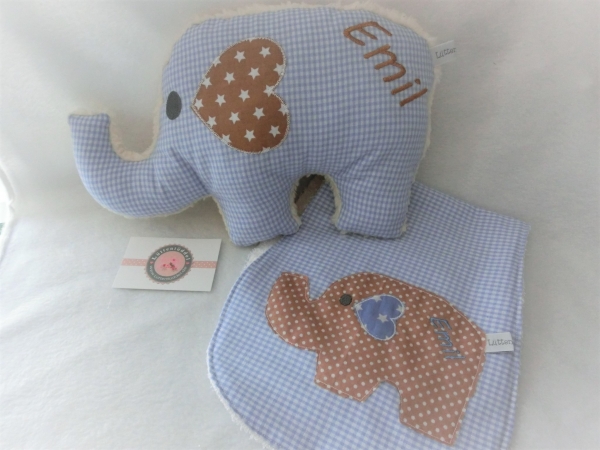 ♥ Elefant Schmusekissen Kita Taufe Geburt Einschulung Geschenk Name von Lüttentüddel