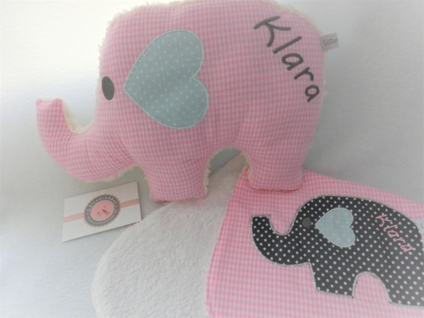 ♥ Elefant Schmusekissen Kita Name von Lüttentüddel von Lüttentüddel
