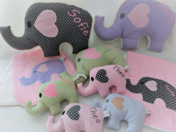 ★ 35x23 cm Kissen Geburt Elefant Name ★ von Lüttentüddel
