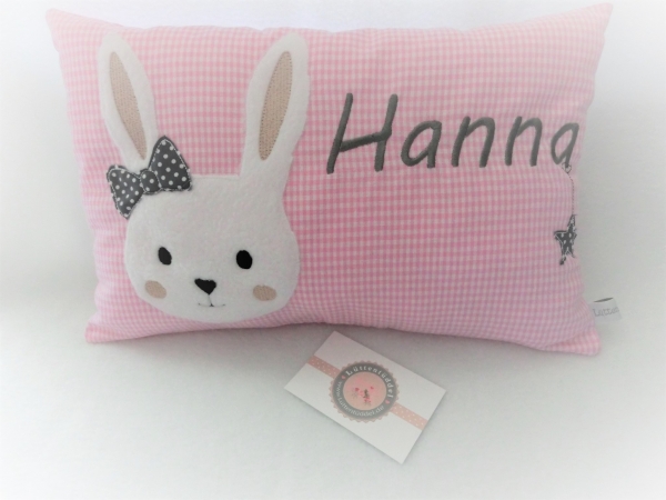 ★ 35x23 cm Kissen Geburt Hase Mädchen Name ★ von Lüttentüddel