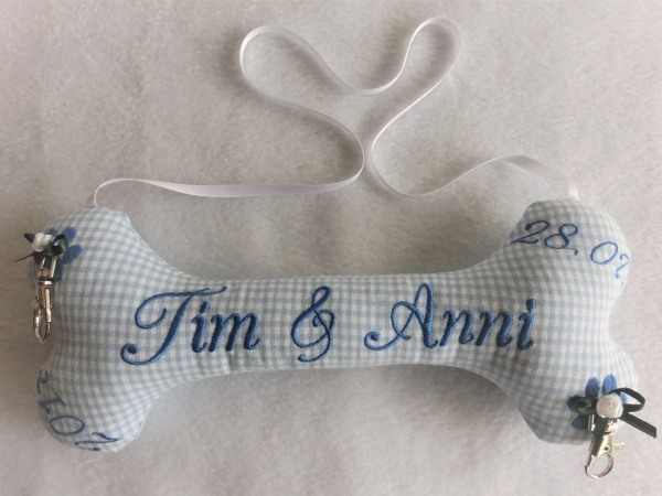♥ Ringkissen Knochen Wunschname Stickerei Hochzeit Hochzeitsknochen Just Married I Do