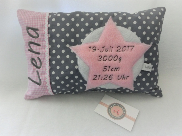 ★ 35x23 cm Kissen Geburt Stern Name ★ von Lüttentüddel