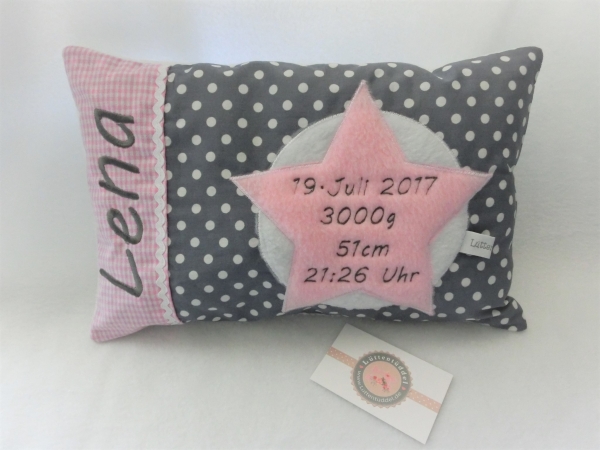 ★ 35x23 cm Kissen Geburt Stern Name ★ von Lüttentüddel