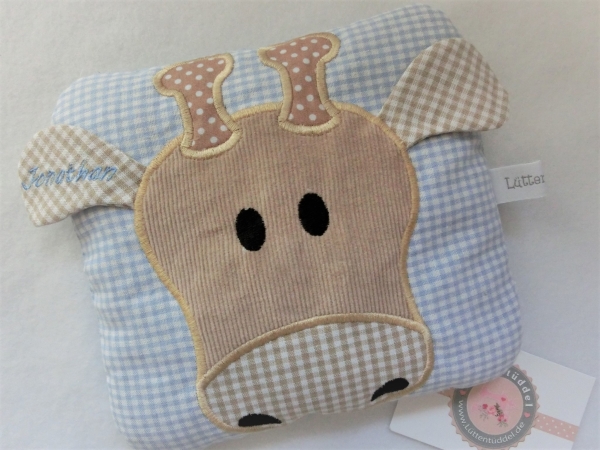 Tiere Name Wunschname Körnerkissen Wärmekissen Dinkelkissen Lavendel Stickerei von Lüttentüddel