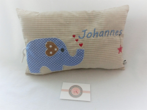 ★ 35x23 cm Kissen Geburt Elefant Name ★ von Lüttentüddel