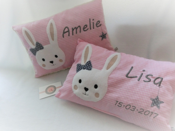 ★ 35x23 cm Kissen Geburt Hase Mädchen Name ★ von Lüttentüddel