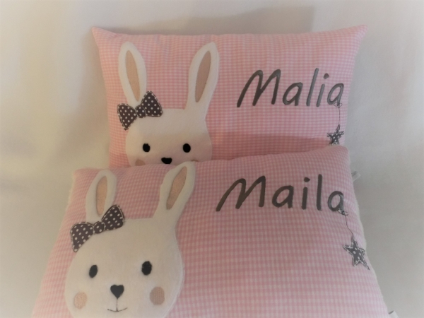 ★ 35x23 cm Kissen Geburt Hase Mädchen Name ★ von Lüttentüddel