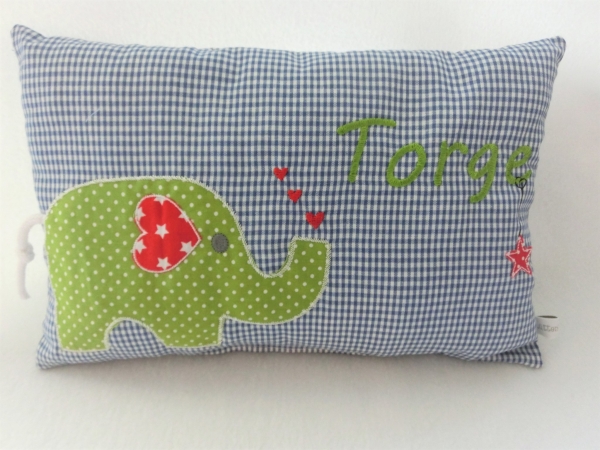 ★ 35x23 cm Kissen Geburt Elefant Name ★ von Lüttentüddel
