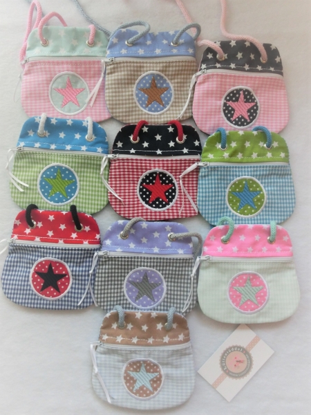 ★ Brustbeutel Stern Name ★ Kita Schule Viele Farben und Muster von Lüttentüddel