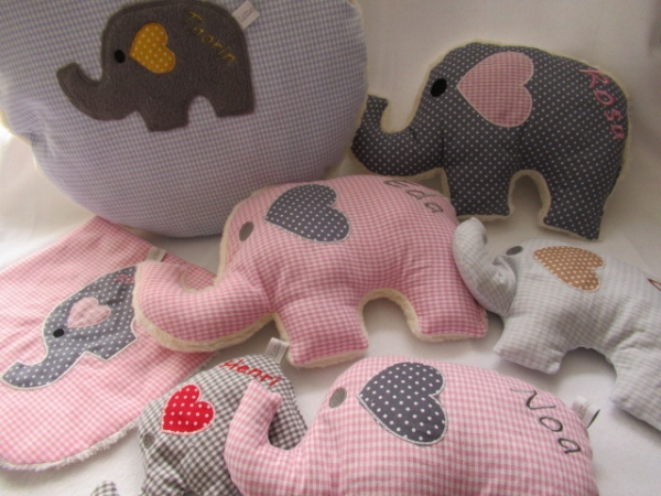 ♥ Elefant  Wunschname Körnerkissen Wärmekissen Dinkel Lavendel von Lüttentüddel