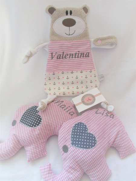 ♥ Elefant  Wunschname Körnerkissen Wärmekissen Dinkel Lavendel von Lüttentüddel