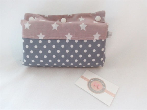 ♥Altrosa gr. Sterne Punkte Stern Armpolster Armschoner für Babyschale ★ Lüttentüddel © ♥ Wunschname