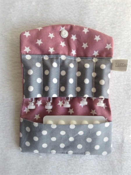 ♥ Sterne Altrosa Globuli Täschchen, Notfall Täschchen Tampon Pillentäschchen ♥ © Lüttentüddel