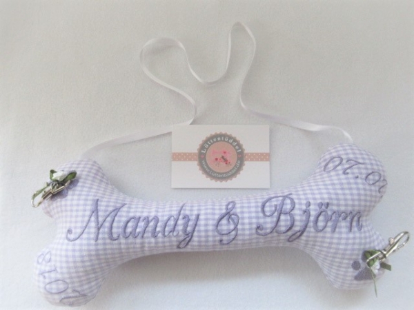 ♥ Ringkissen Knochen Wunschname Stickerei Hochzeit Hochzeitsknochen Standesamt Traumhochzeit Just Married I Do