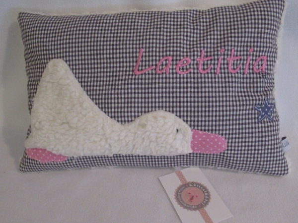 ★ 35x23 cm Kissen Geburt Ente Name  Geburt Einschulung Kita Geschenk Kuschelkissen Kissen to go...★ von Lüttentüddel