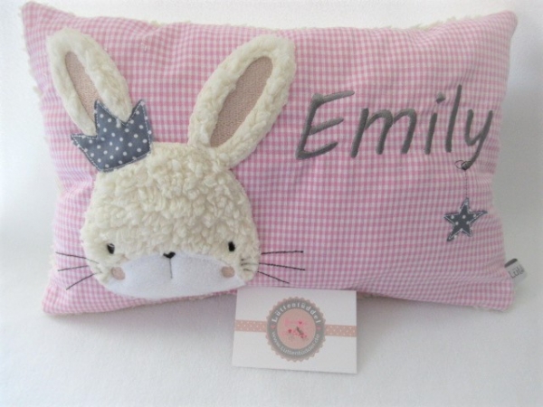★ 35x23 cm Kissen Geburt Hase Krone Mädchen Name ★ von Lüttentüddel