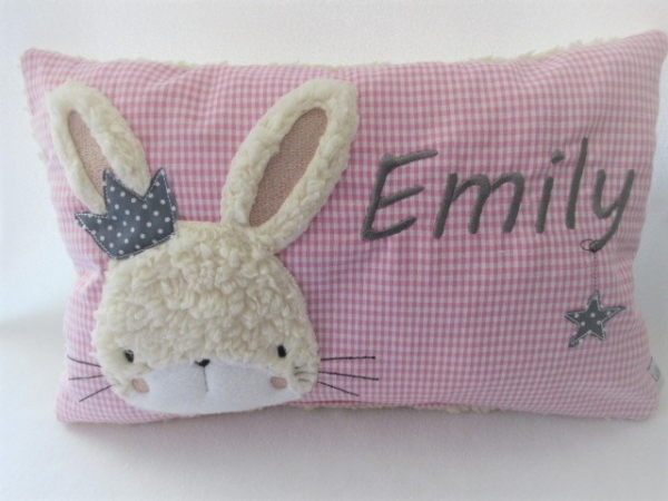 ★ 35x23 cm Kissen Geburt Hase Krone Mädchen Name ★ von Lüttentüddel