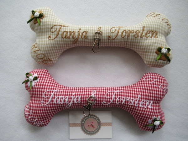 ♥ Ringkissen Knochen Wunschname Stickerei Hochzeit Hochzeitsknochen Just Married I Do