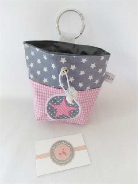 ♥ BUTTON STERN Vichy HUND LECKERLIBEUTEL KOTBEUTEL GÜRTELTASCHE VON LÜTTENTÜDDEL