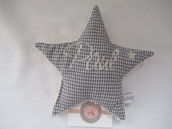 Stern Körnerkissen Wärmekissen Dinkel Wunschfarbe Name von Lüttentüddel