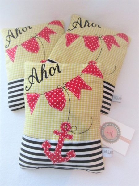 ♥ AHOI Anker Körnerkissen Wärmekissen Dinkel Wunschfarbe Wunschname