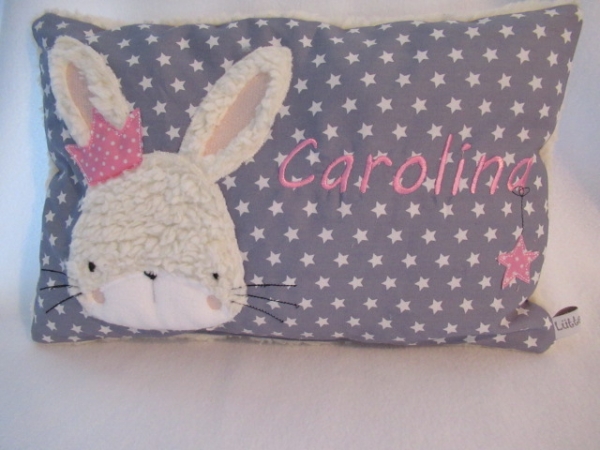 ★ 35x23 cm Sterne Kissen Geburt Hase  Mädchen Name ★ von Lüttentüddel