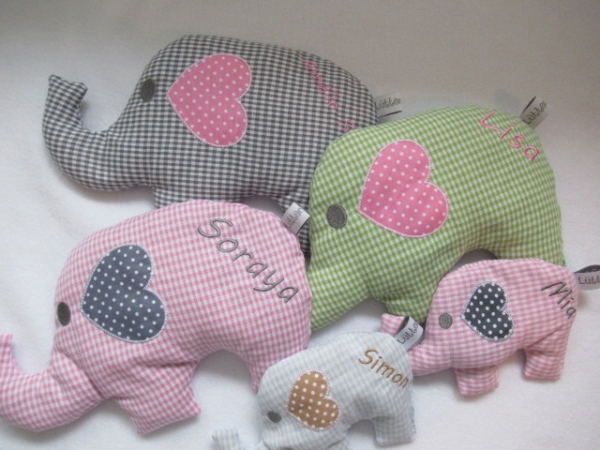 ♥zuckersüßer  Elefant  Wunschname Körnerkissen Wärmekissen Dinkel Lavendel von Lüttentüddel