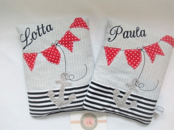 ♥ AHOI Anker Körnerkissen Wärmekissen Dinkel Wunschfarbe Wunschname