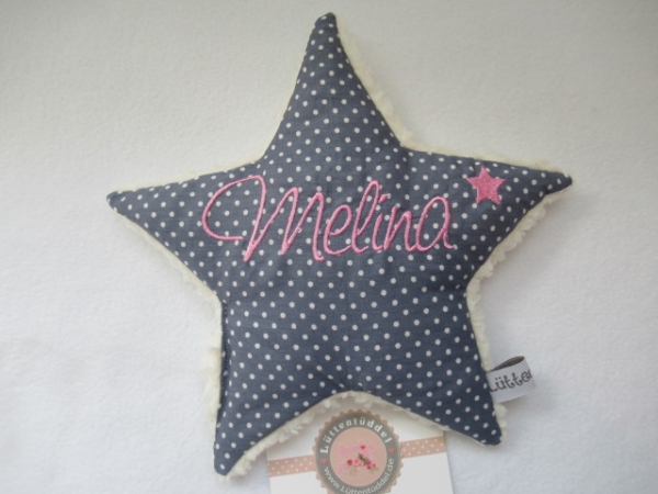 Stern Körnerkissen Wärmekissen Dinkel Wunschfarbe Name von Lüttentüddel