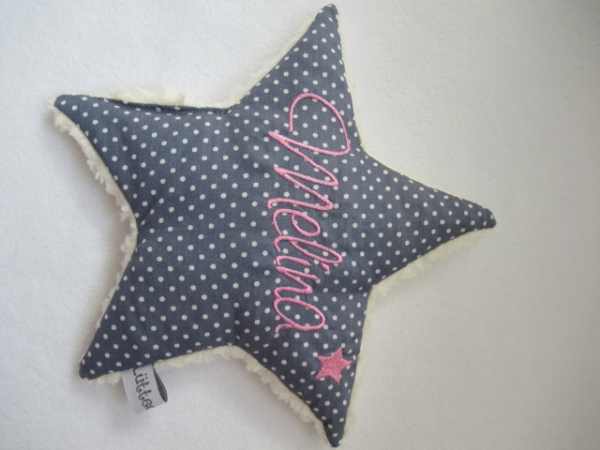 Stern Punkte Körnerkissen Wärmekissen Dinkel Wunschfarbe Name von Lüttentüddel