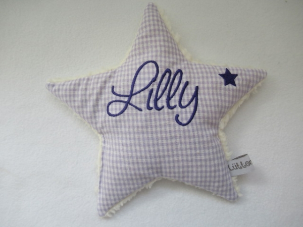 Stern Körnerkissen Wärmekissen Dinkel Wunschfarbe Name von Lüttentüddel