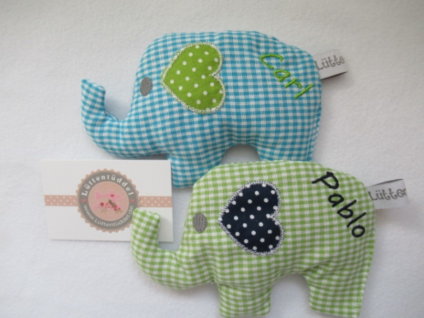♥zuckersüßer  Elefant  Wunschname Körnerkissen Wärmekissen Dinkel Lavendel von Lüttentüddel