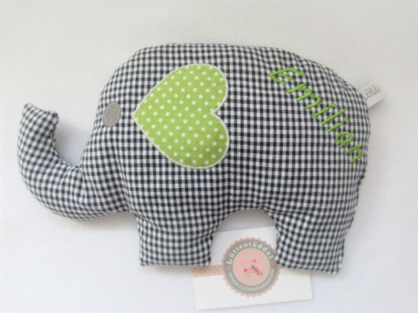 ♥zuckersüßer  Elefant  Wunschname Körnerkissen Wärmekissen Dinkel Lavendel von Lüttentüddel