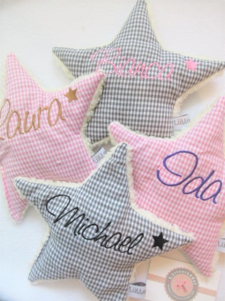 Stern Körnerkissen Wärmekissen Dinkel Wunschfarbe Name von Lüttentüddel