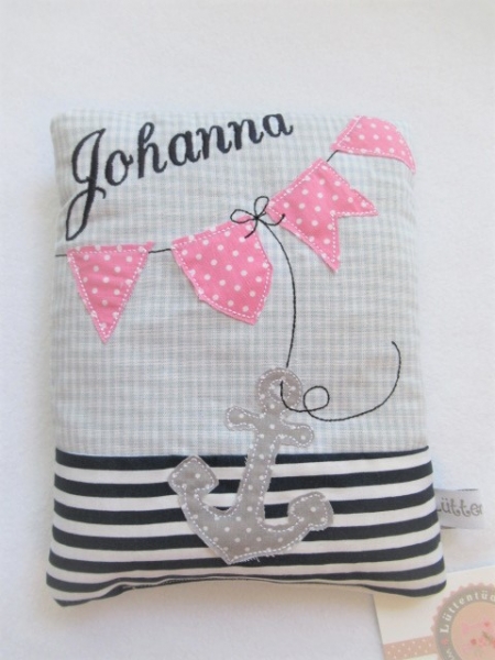 ♥ AHOI Anker Körnerkissen Wärmekissen Dinkel Wunschfarbe Wunschname