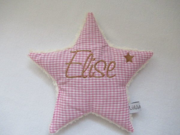 Stern Körnerkissen Wärmekissen Dinkel Wunschfarbe Name von Lüttentüddel