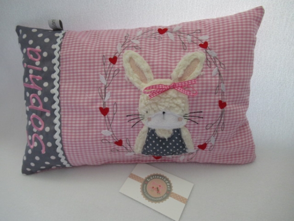 ★ 35x23 cm Kissen Geburt Hase  Mädchen Name ★ von Lüttentüddel