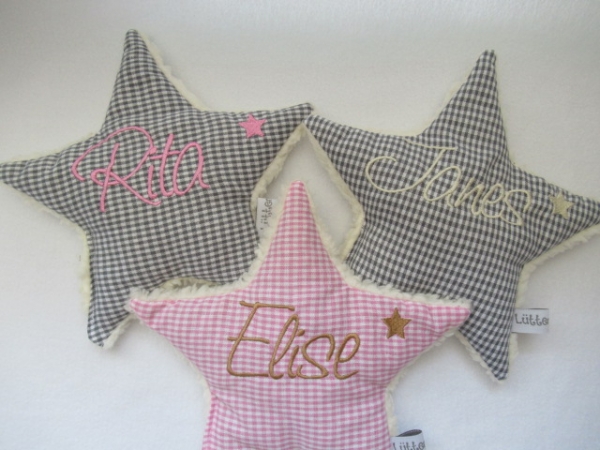 Stern Punkte Körnerkissen Wärmekissen Dinkel Wunschfarbe Name von Lüttentüddel