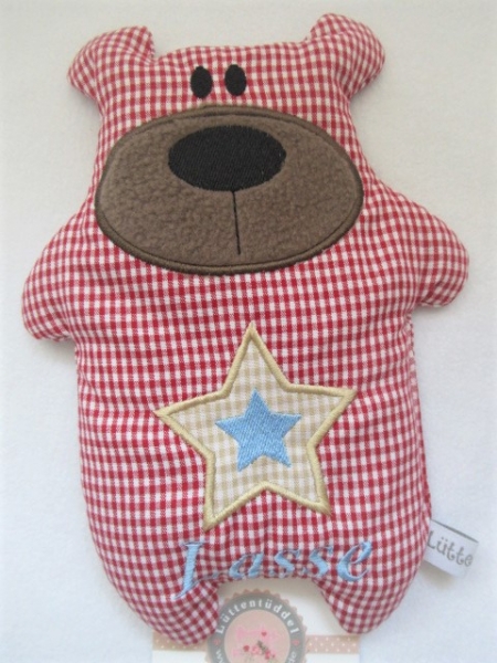 ♥ Knuddel Bär mit Stern Applikation Körnerkissen Wärmekissen Dinkel Wunschname