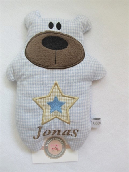 ♥ Knuddel Bär mit Stern Applikation Körnerkissen Wärmekissen Dinkel Wunschname