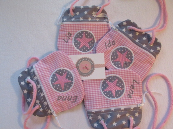 ★ Brustbeutel Stern Name ★ Kita Schule Viele Farben und Muster von Lüttentüddel
