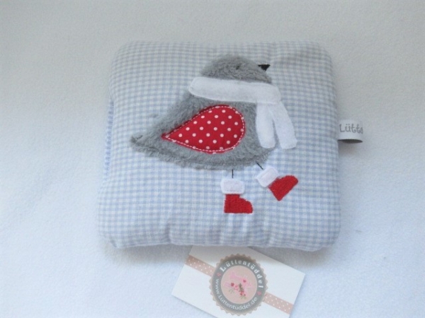 ♥ Spatz Körnerkissen Wärmekissen Dinkel Wunschfarbe Name von Lüttentüddel